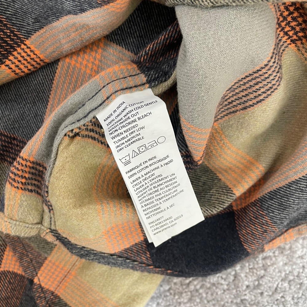 Prana Flannel Shirt Womens Large Golden Canyon Organic Cotton Plaid Fall - Picture 5 of 13